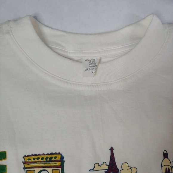 Monumental Paris France Men XL T Shirt White Tourist Eiffel Tower Notre Dame NEW - Picture 5 of 5